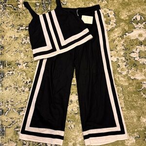 Entro Black and White Striped Resortwear Set NWT